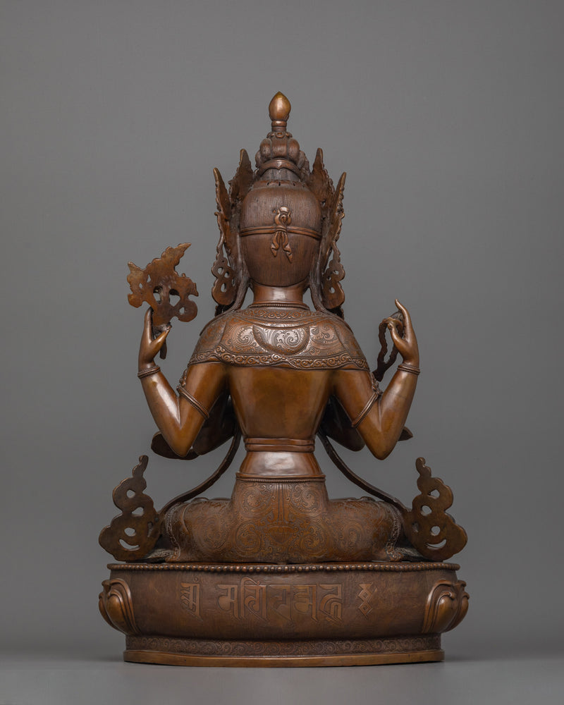 Chenrezig Bodhisattva of Compassion Figurine | Four Armed Chenrezig Sculpture