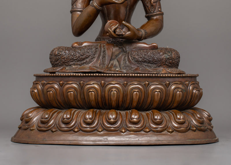 Hand-Sculpted Dorje Sempa Oxidized Statue | Traditional Copper Artwork of Nepal