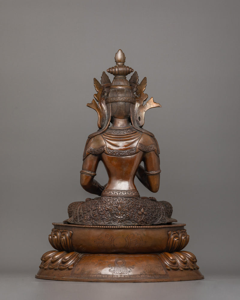 Hand-Sculpted Dorje Sempa Oxidized Statue | Traditional Copper Artwork of Nepal