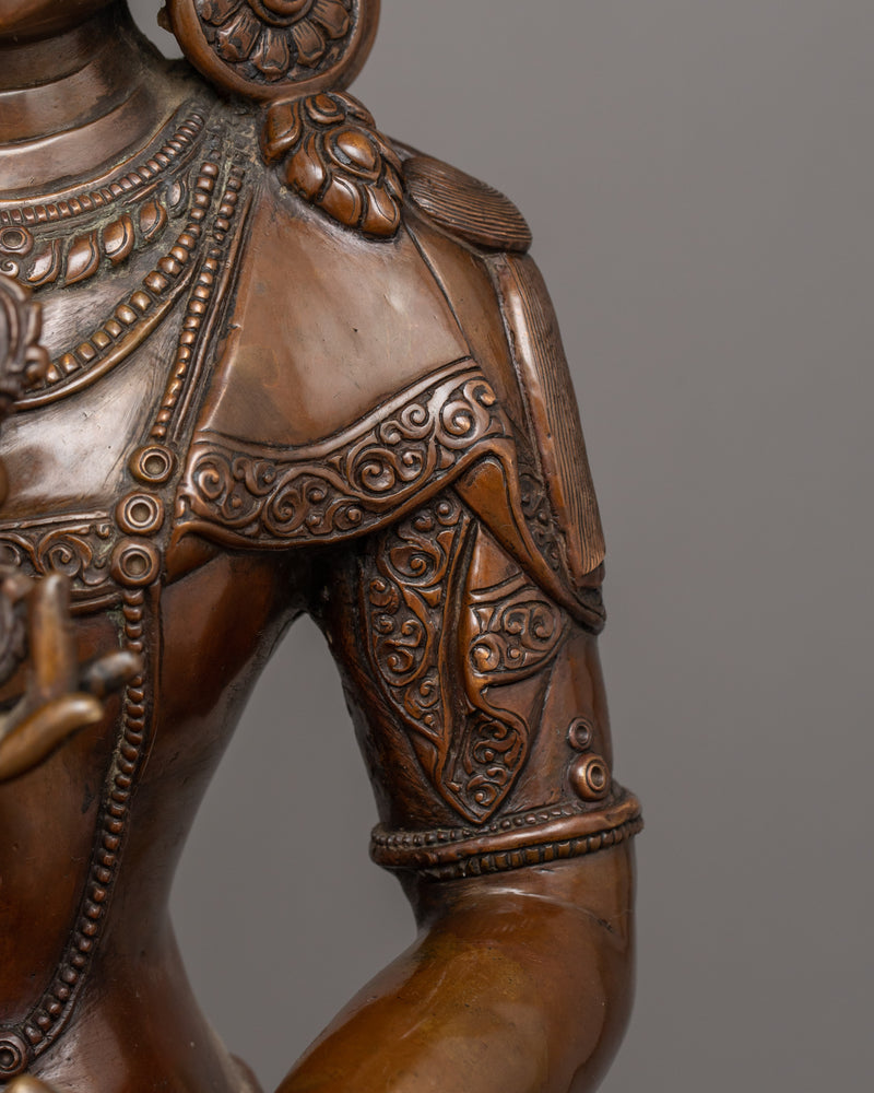 Hand-Sculpted Dorje Sempa Oxidized Statue | Traditional Copper Artwork of Nepal