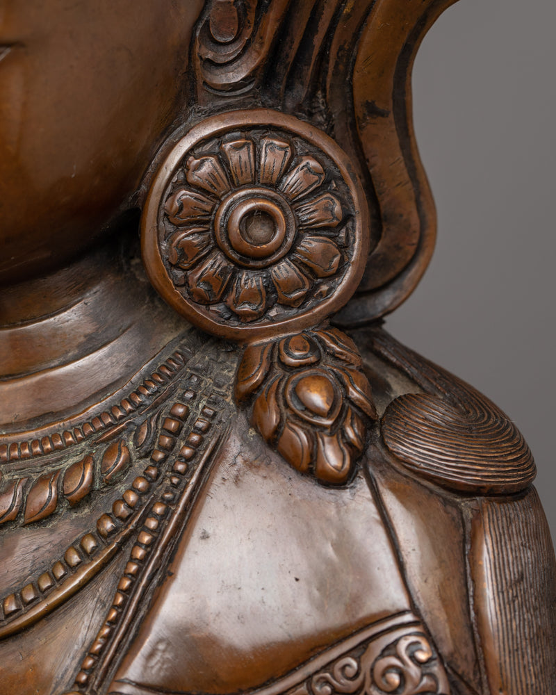 Hand-Sculpted Dorje Sempa Oxidized Statue | Traditional Copper Artwork of Nepal