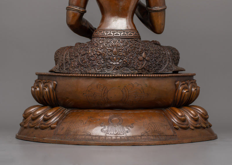 Hand-Sculpted Dorje Sempa Oxidized Statue | Traditional Copper Artwork of Nepal