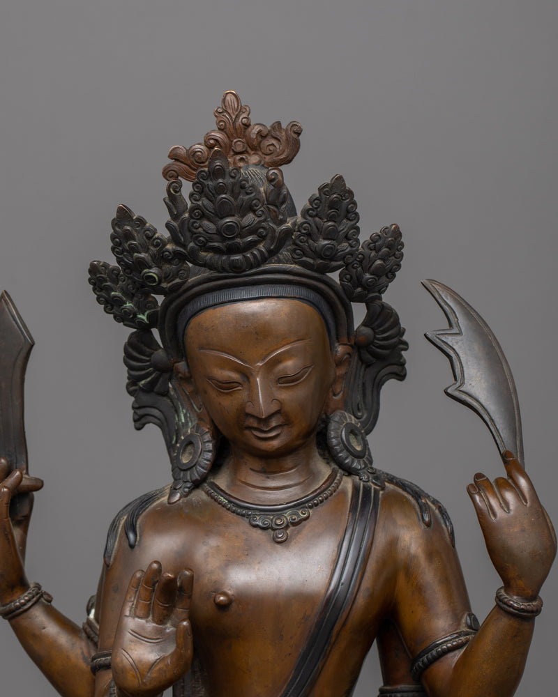 Beautiful Bodhisattva Statue | Oxidized Copper Body