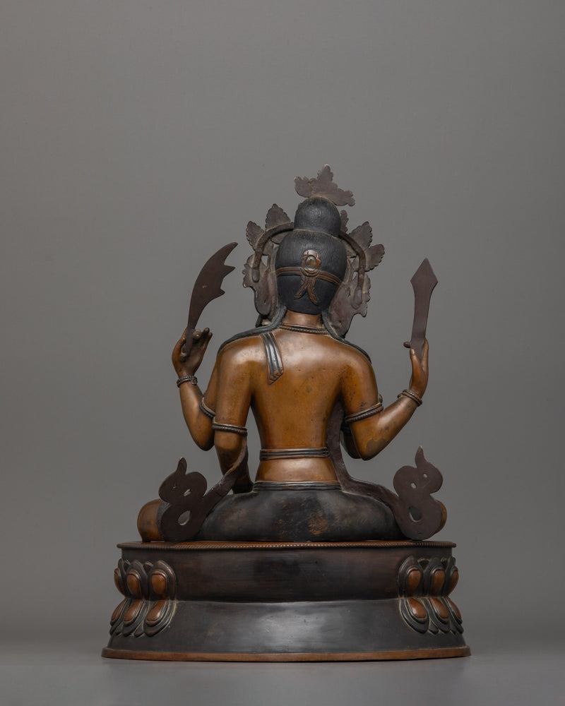 Beautiful Bodhisattva Statue | Oxidized Copper Body