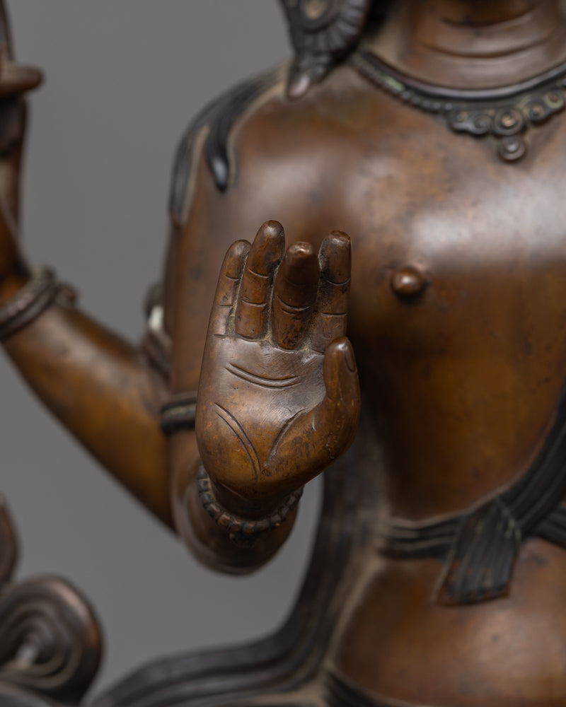 Beautiful Bodhisattva Statue | Oxidized Copper Body