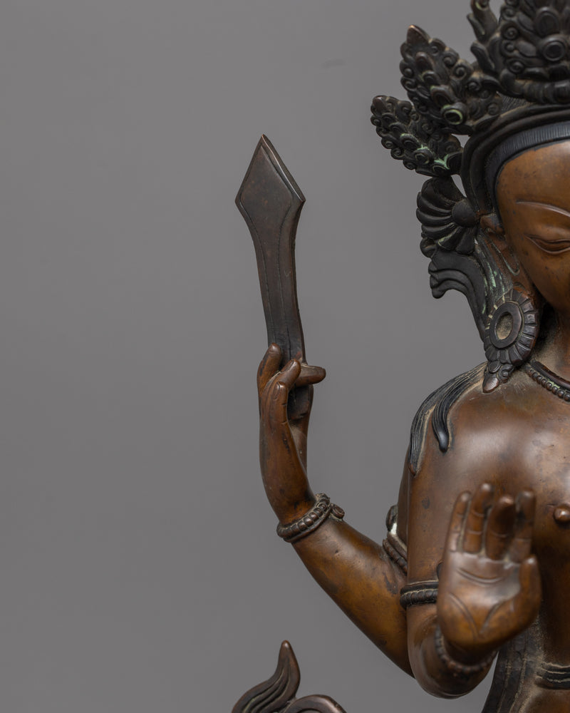 Beautiful Bodhisattva Statue | Oxidized Copper Body