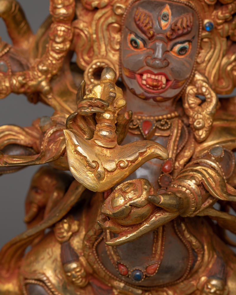 Six Armed Mahakala Wrathful Protector Deity Statue |  Buddhist Deity of Dharma Protector