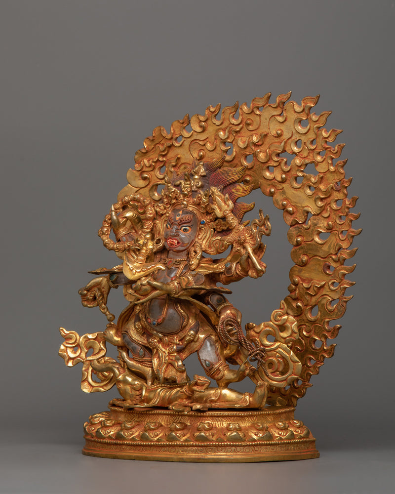 Six Armed Mahakala Wrathful Protector Deity Statue |  Buddhist Deity of Dharma Protector