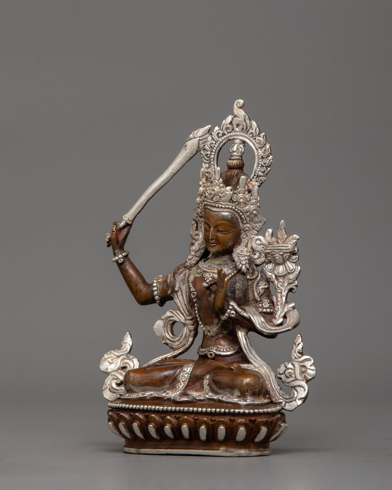 Manjushri Enlightened Bodhisattva Sculpture | Buddhist Icon of Intellectual Clarity