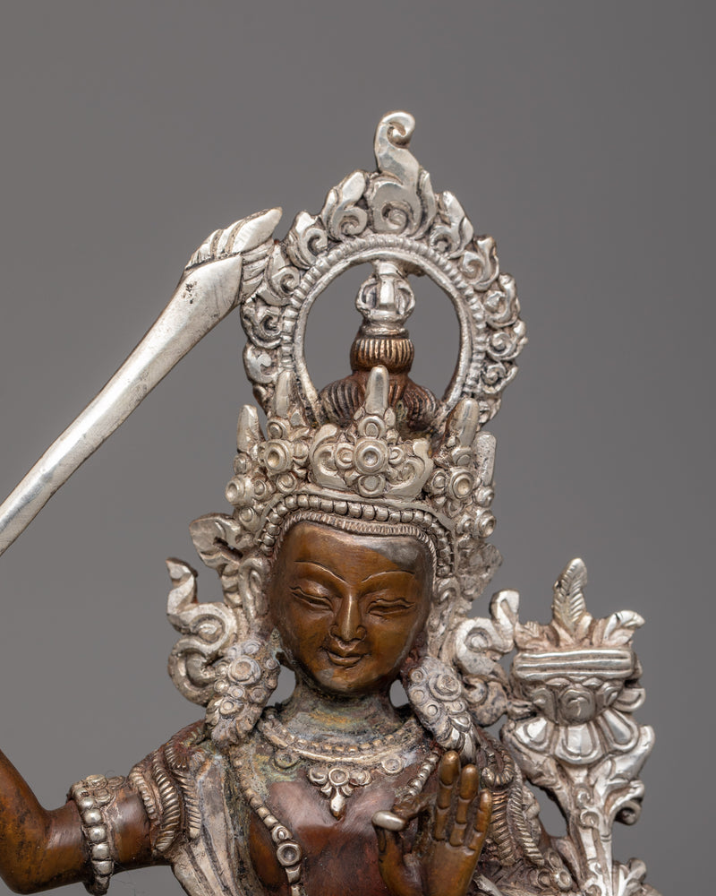 Manjushri Enlightened Bodhisattva Sculpture | Buddhist Icon of Intellectual Clarity