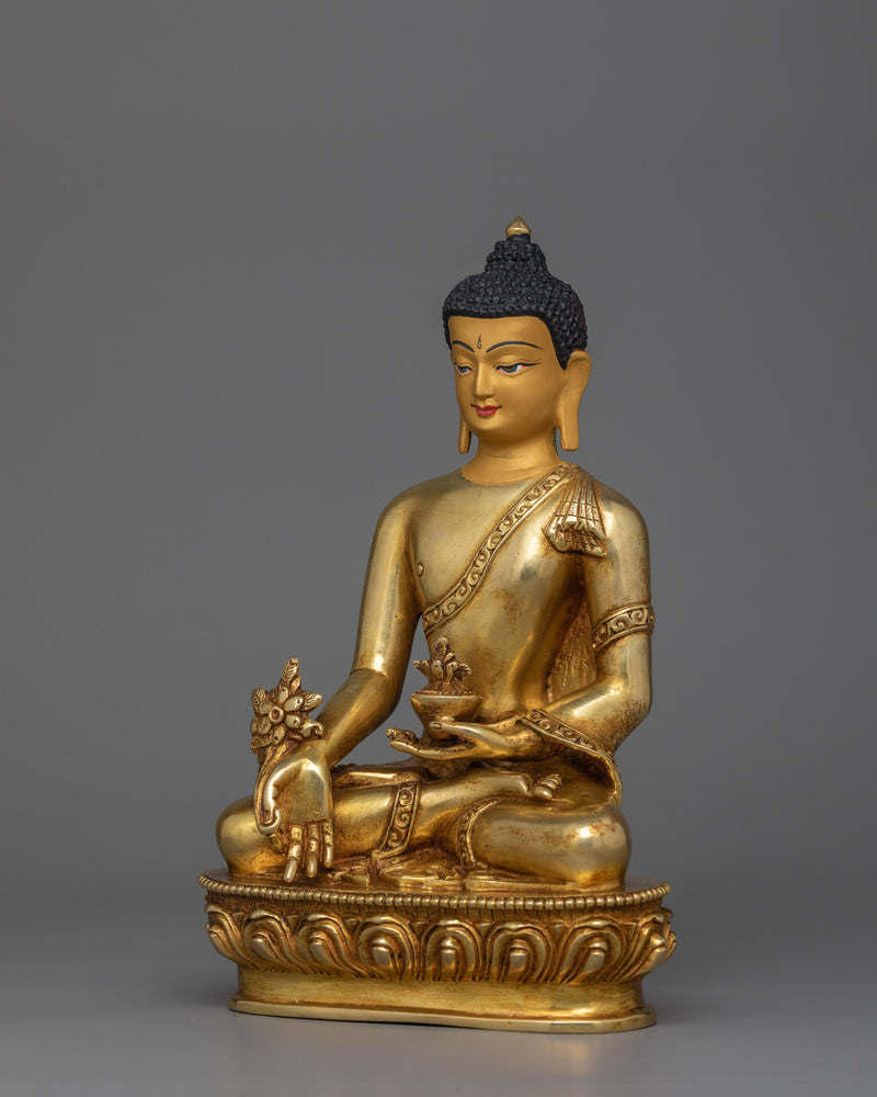 Sacred Bhaisajyaguru Figurine for Healing  | Handcrafted in 24K Gold Gilding