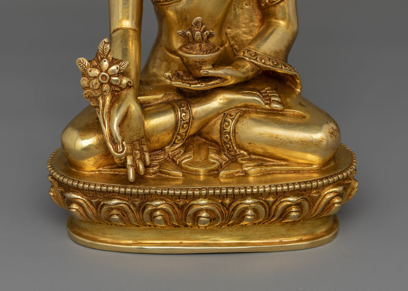 Sacred Bhaisajyaguru Figurine for Healing  | Handcrafted in 24K Gold Gilding