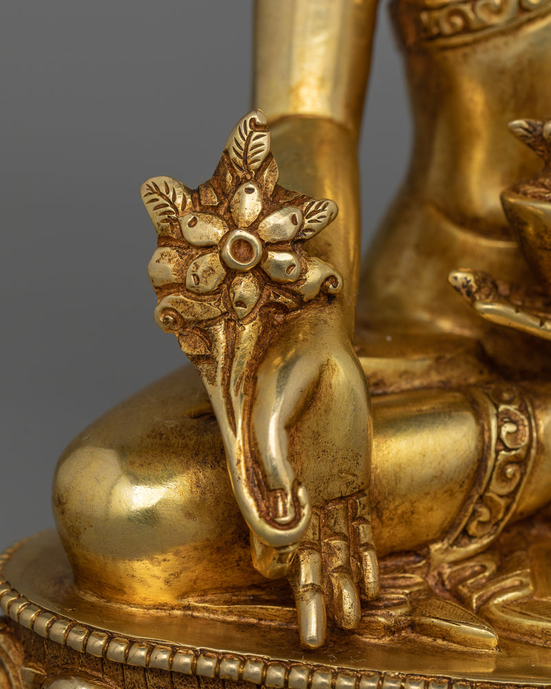 Sacred Bhaisajyaguru Figurine for Healing  | Handcrafted in 24K Gold Gilding