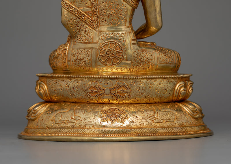 Amitabha Infinite Light Buddha Sculpture | Tibetan Amitabha Buddha Statue in 24K Gold