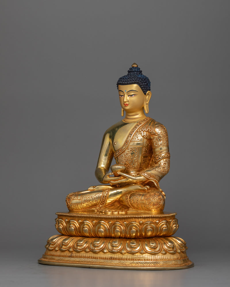 Amitabha Infinite Light Buddha Sculpture | Tibetan Amitabha Buddha Statue in 24K Gold