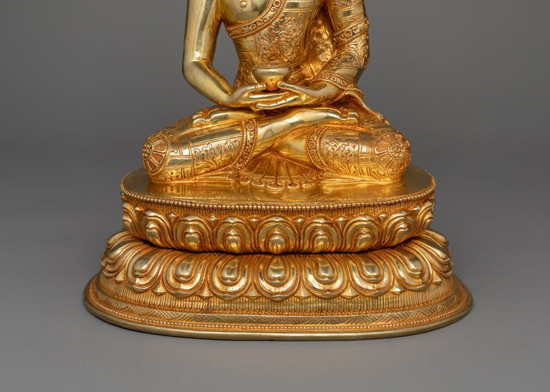 Amitabha Infinite Light Buddha Sculpture | Tibetan Amitabha Buddha Statue in 24K Gold