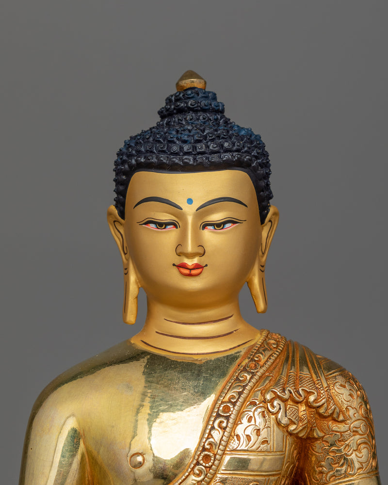 Amitabha Infinite Light Buddha Sculpture | Tibetan Amitabha Buddha Statue in 24K Gold