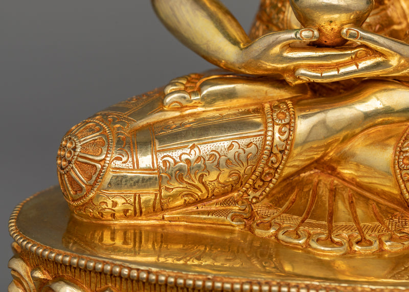 Amitabha Infinite Light Buddha Sculpture | Tibetan Amitabha Buddha Statue in 24K Gold