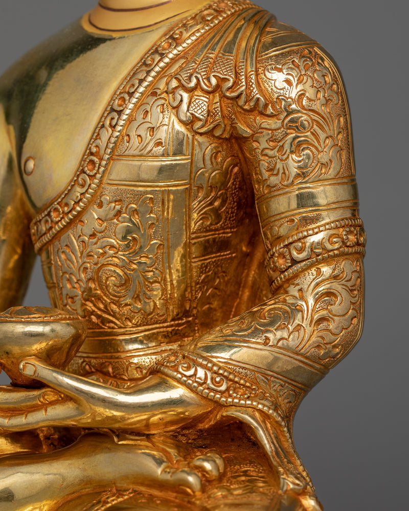 Amitabha Infinite Light Buddha Sculpture | Tibetan Amitabha Buddha Statue in 24K Gold