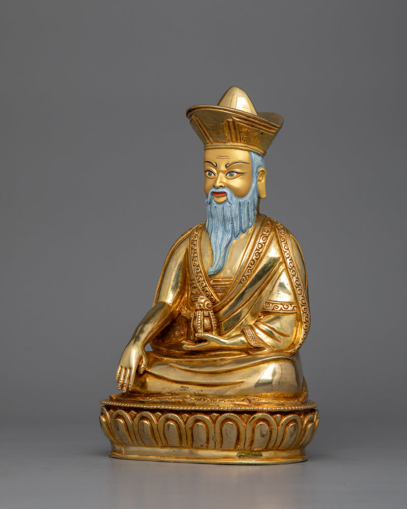 Gold Gilded Guru Shapdum Statue | Tribute to a Spiritual Luminary