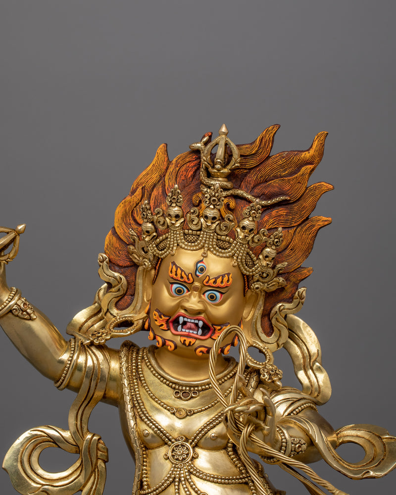 Vajrapani With Beautiful Throne | 24k Gold Gilded Statue