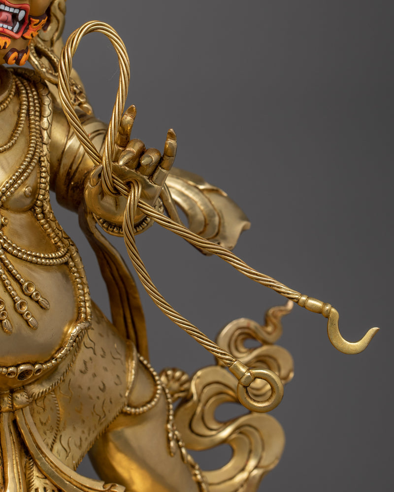 Vajrapani With Beautiful Throne | 24k Gold Gilded Statue