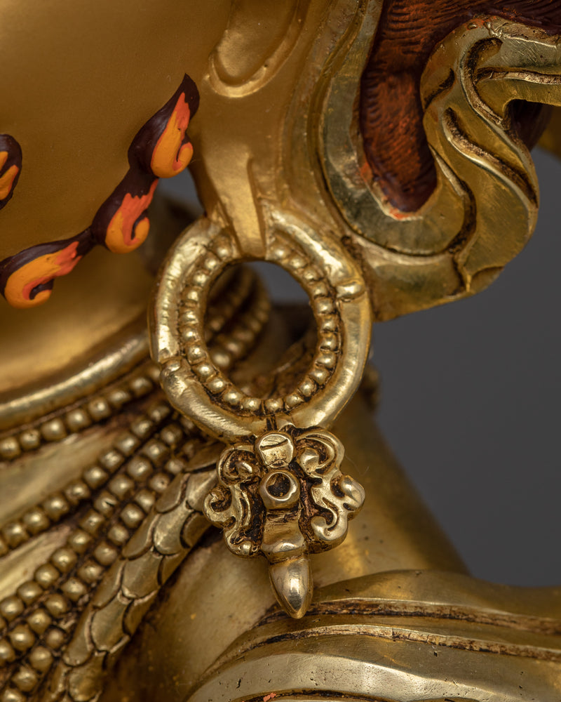 Vajrapani With Beautiful Throne | 24k Gold Gilded Statue