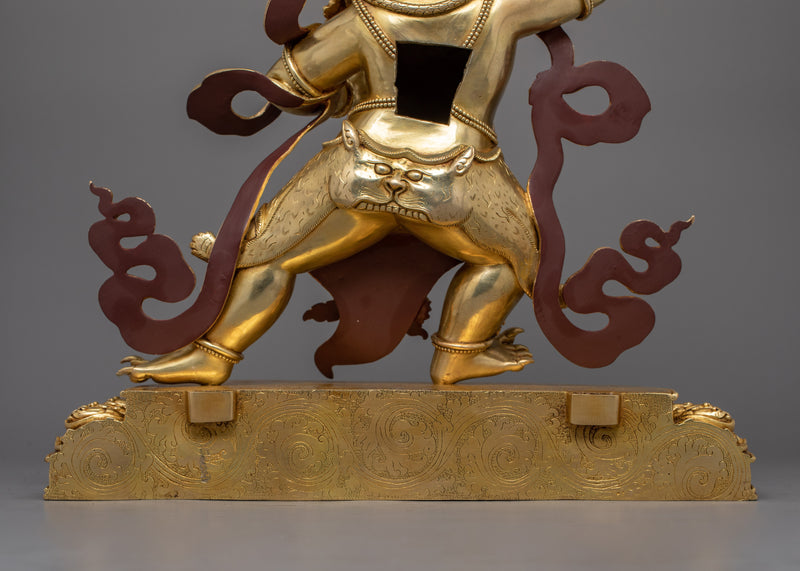 Vajrapani With Beautiful Throne | 24k Gold Gilded Statue