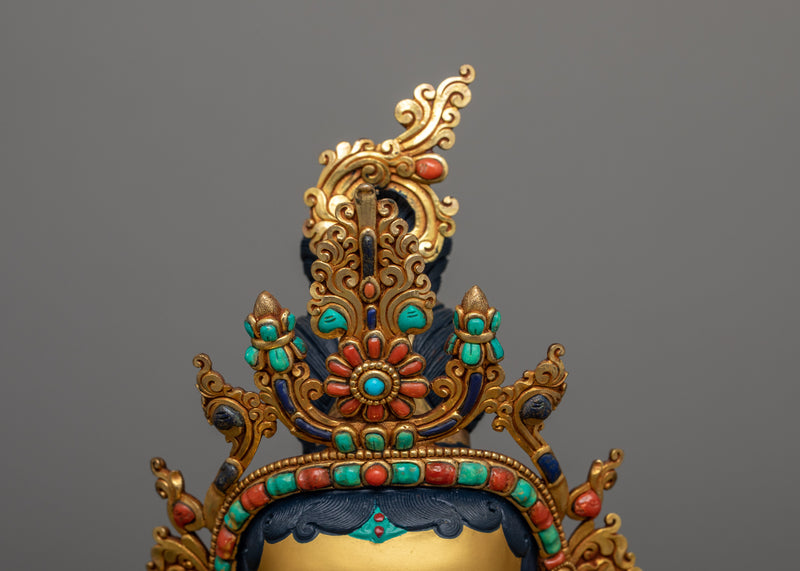 Green Tara Sculpture on Her Lotus Throne | Himalayan Goddess Tara