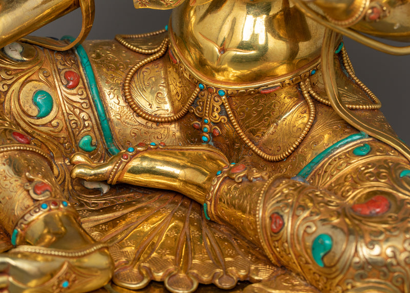 Green Tara Sculpture on Her Lotus Throne | Himalayan Goddess Tara