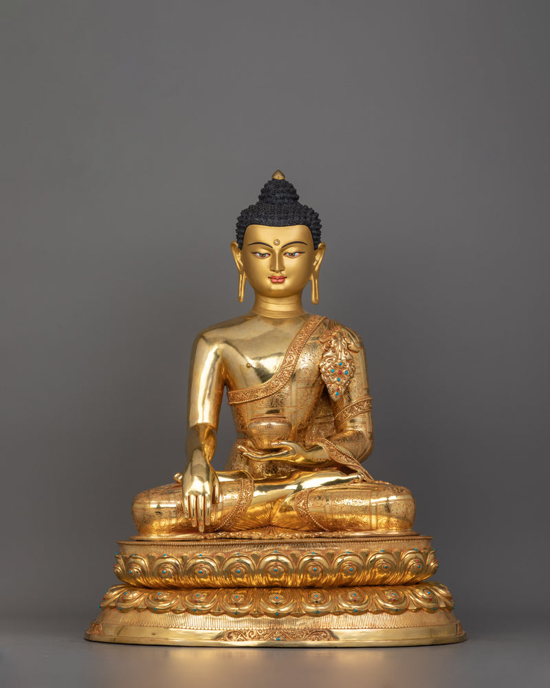 Enlightened Shakyamuni Buddha Statue with Sacred Halo | Symbol of Wisdom and Peace