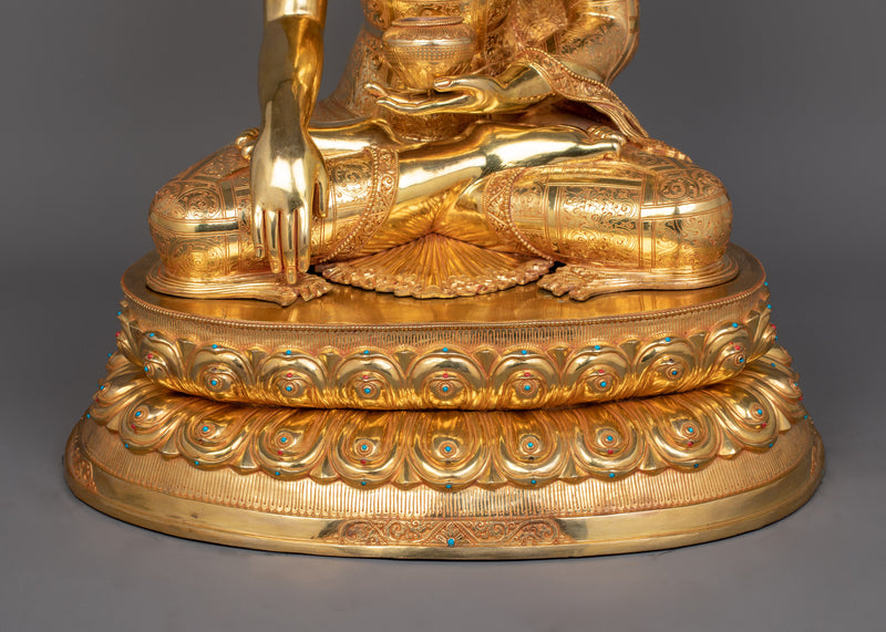 Enlightened Shakyamuni Buddha Statue with Sacred Halo | Symbol of Wisdom and Peace