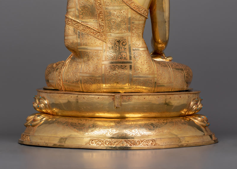 Enlightened Shakyamuni Buddha Statue with Sacred Halo | Symbol of Wisdom and Peace