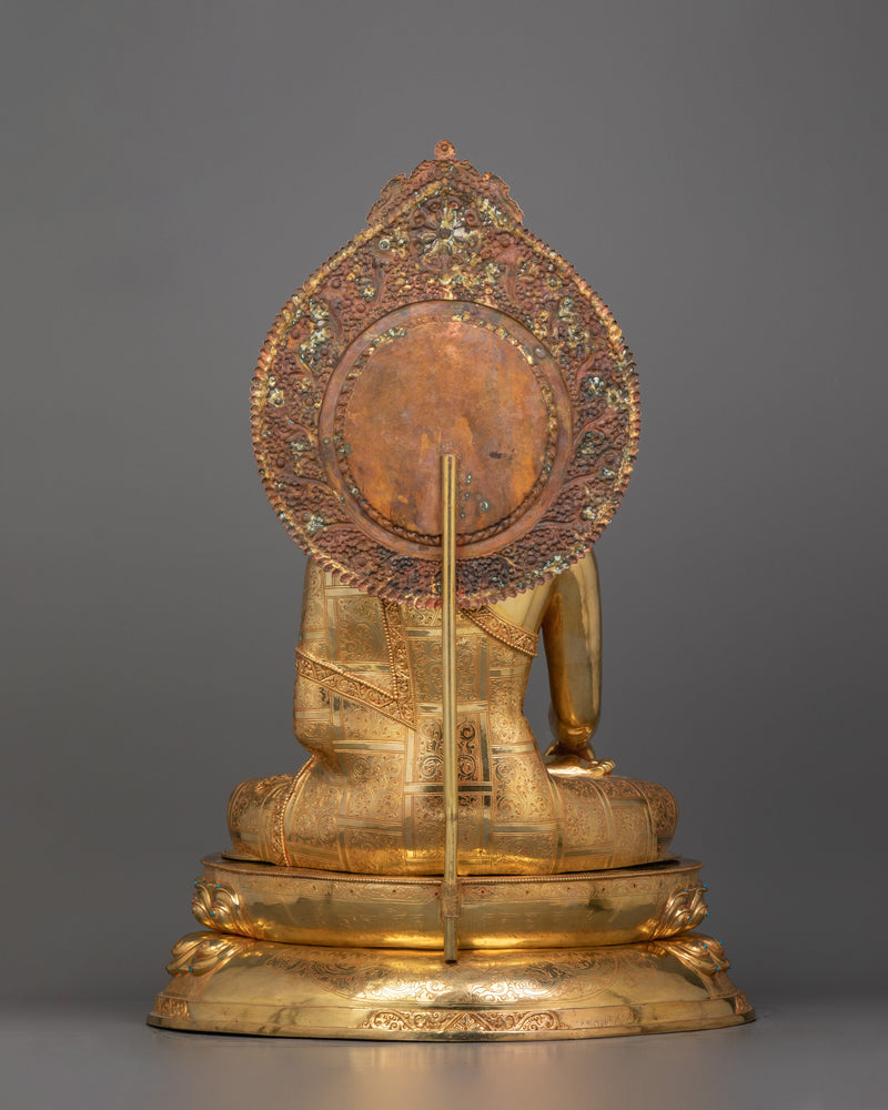 Enlightened Shakyamuni Buddha Statue with Sacred Halo | Symbol of Wisdom and Peace