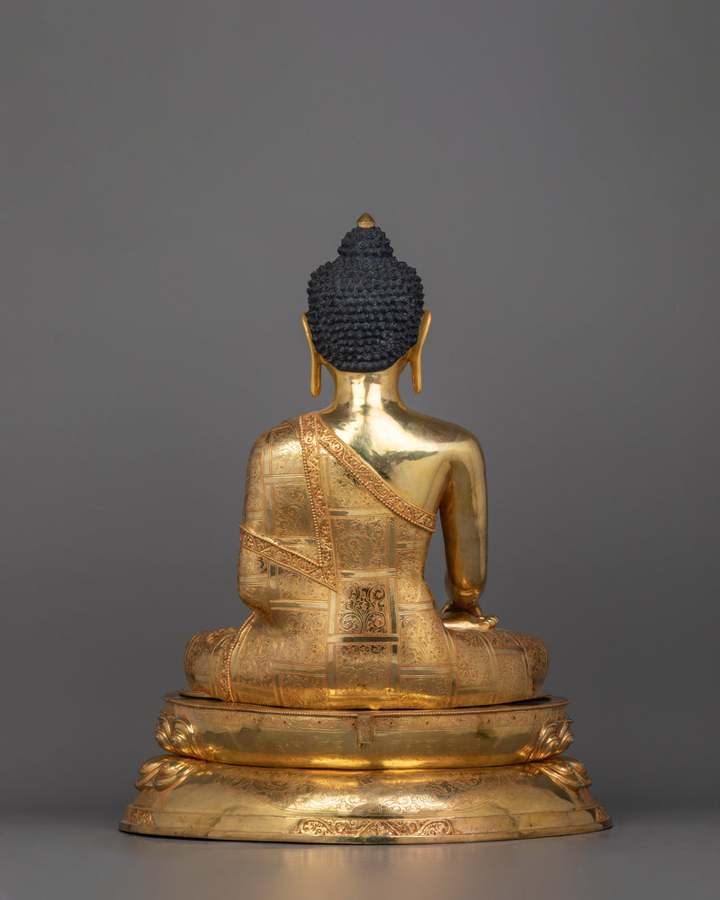 Enlightened Shakyamuni Buddha Statue with Sacred Halo | Symbol of Wisdom and Peace