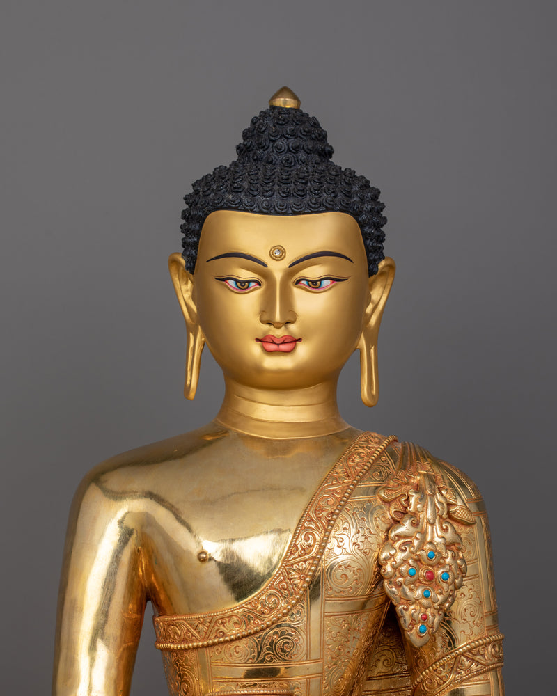 Enlightened Shakyamuni Buddha Statue with Sacred Halo | Symbol of Wisdom and Peace