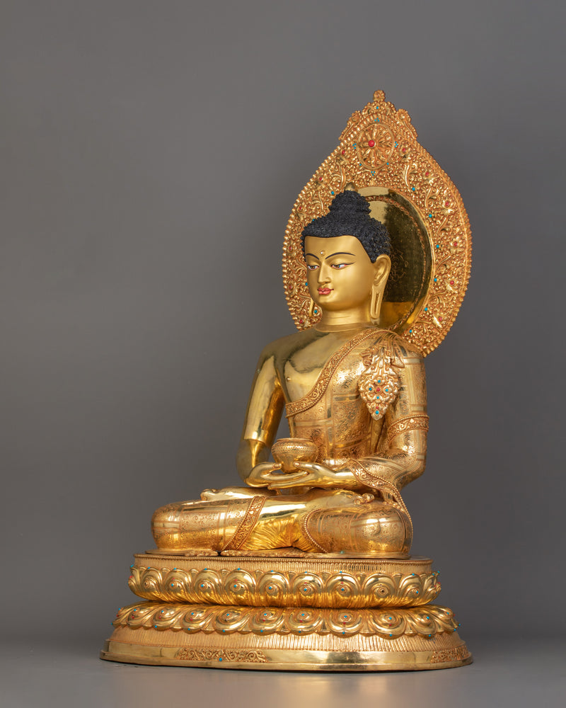 Pure Land Buddha Amitabha Statue With Halo | Guide to Enlightenment and Peace