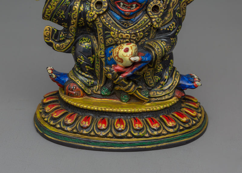 Mahakala Bernakchen Wrathful Protector Figurine | Sacred Deity for Shrine Decor