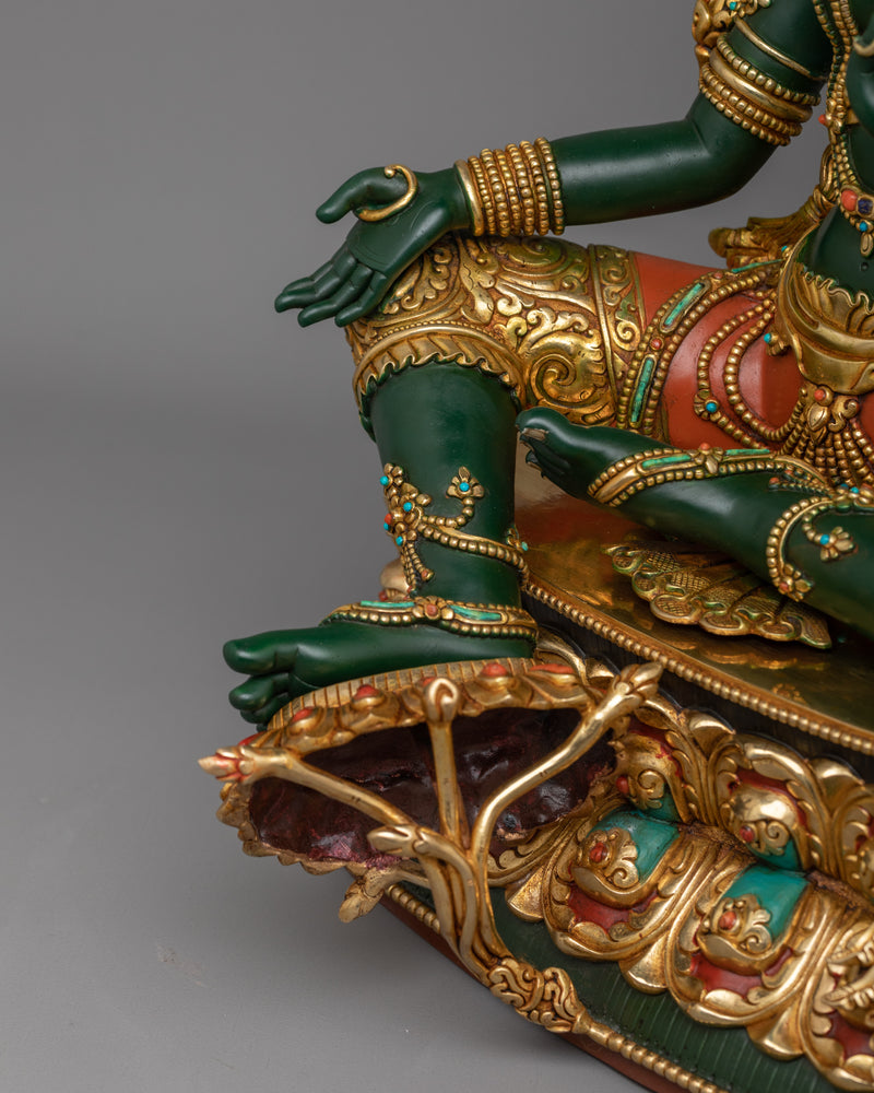 Green Tara Compassionate Buddhist Deity Statue | Buddhist Art for Spiritual Growth