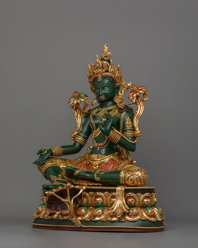 Green Tara Compassionate Buddhist Deity Statue | Buddhist Art for Spiritual Growth