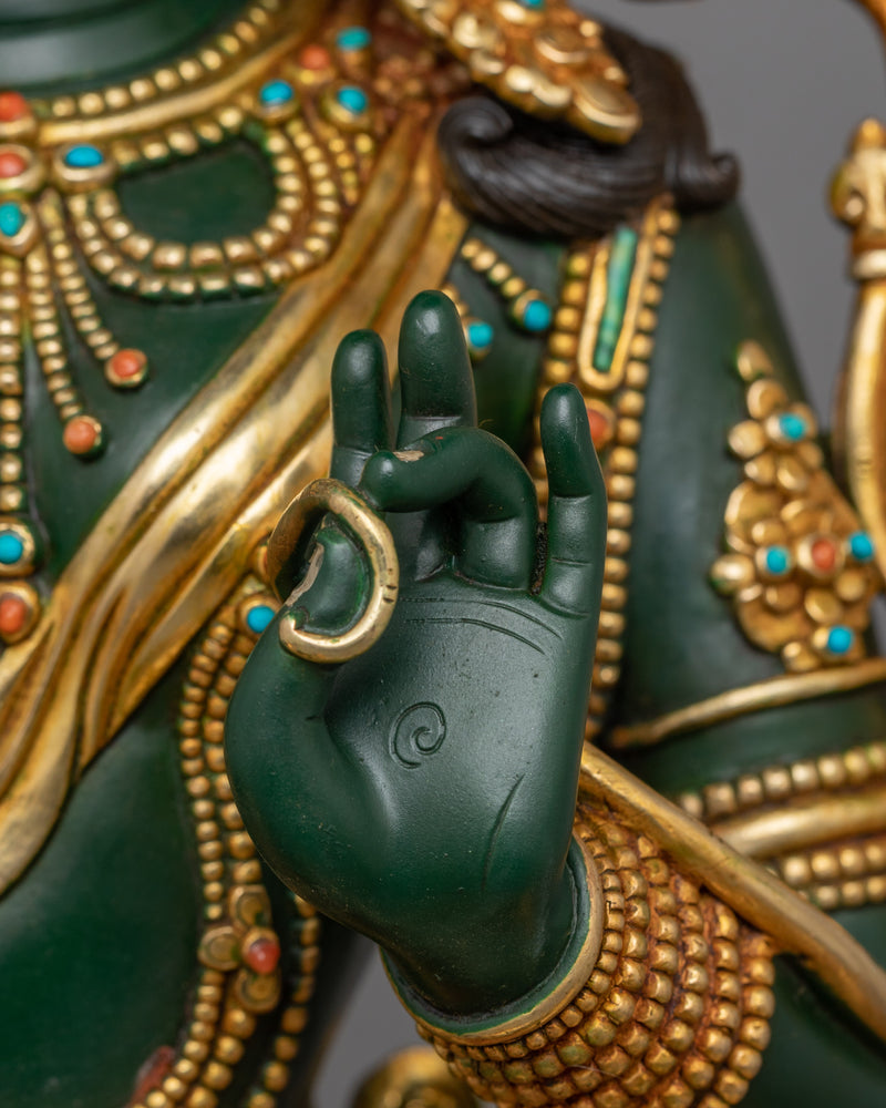 Green Tara Compassionate Buddhist Deity Statue | Buddhist Art for Spiritual Growth