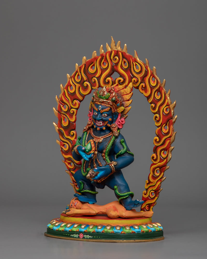 Black Dzambhala Wealth Deity Sculpture | Guardian of Wealth and Transformation