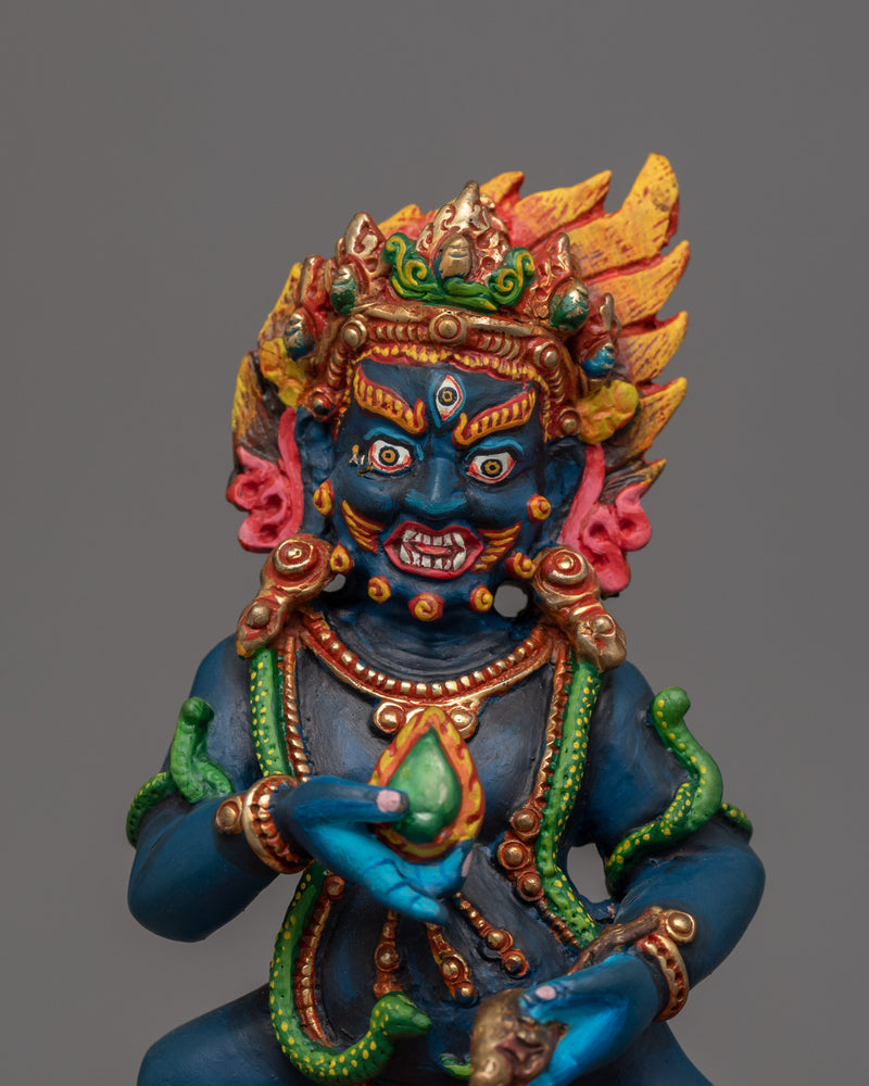 Black Dzambhala Wealth Deity Sculpture | Guardian of Wealth and Transformation