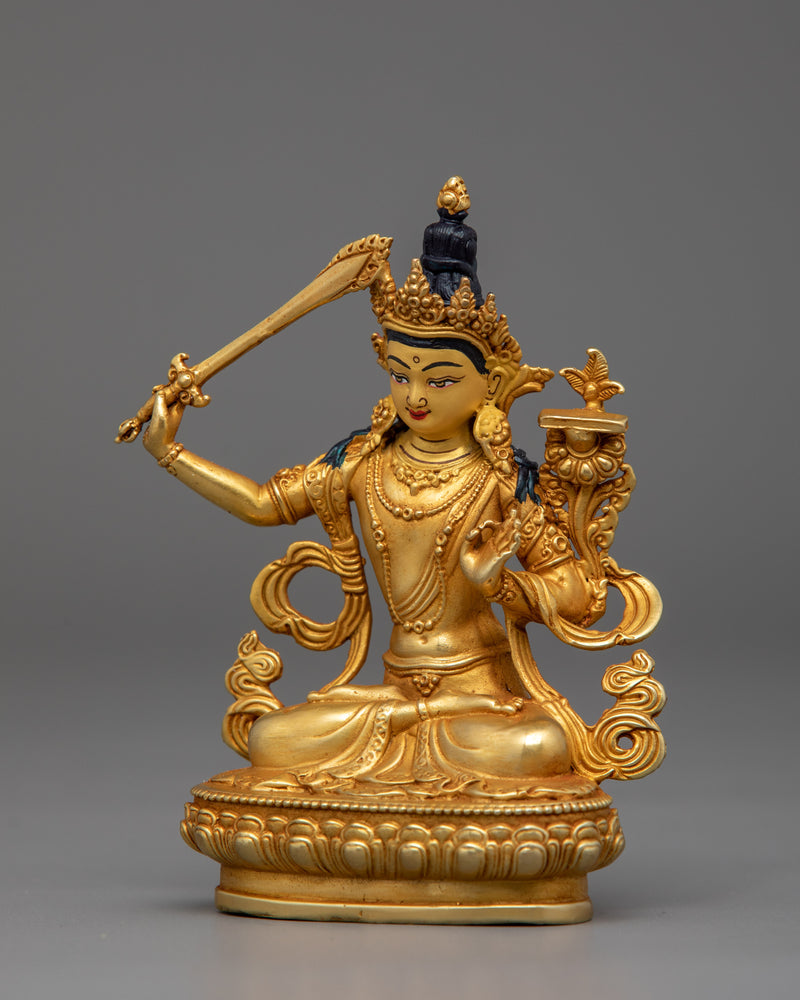 Manjushri Deity of Wisdom and Clarity Figurine | Sculpture of Buddhist Bodhisattva