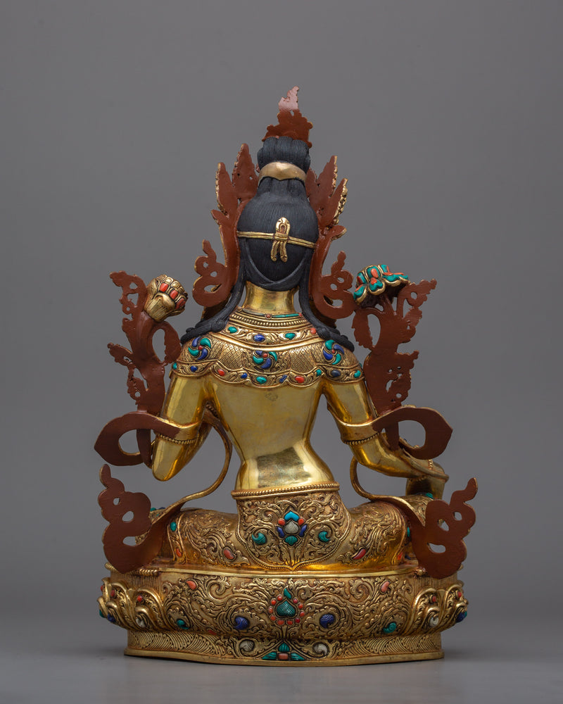 14 Inches Handmade Green Tara Statue | Mother of all Buddha