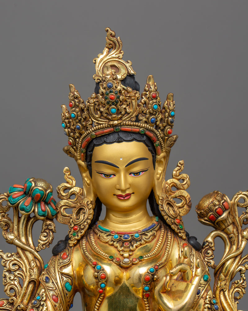 14 Inches Handmade Green Tara Statue | Mother of all Buddha