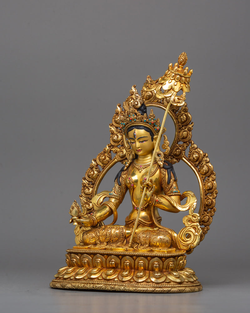 Traditional Dukar Golden Statue | Goddess of the White Parasol