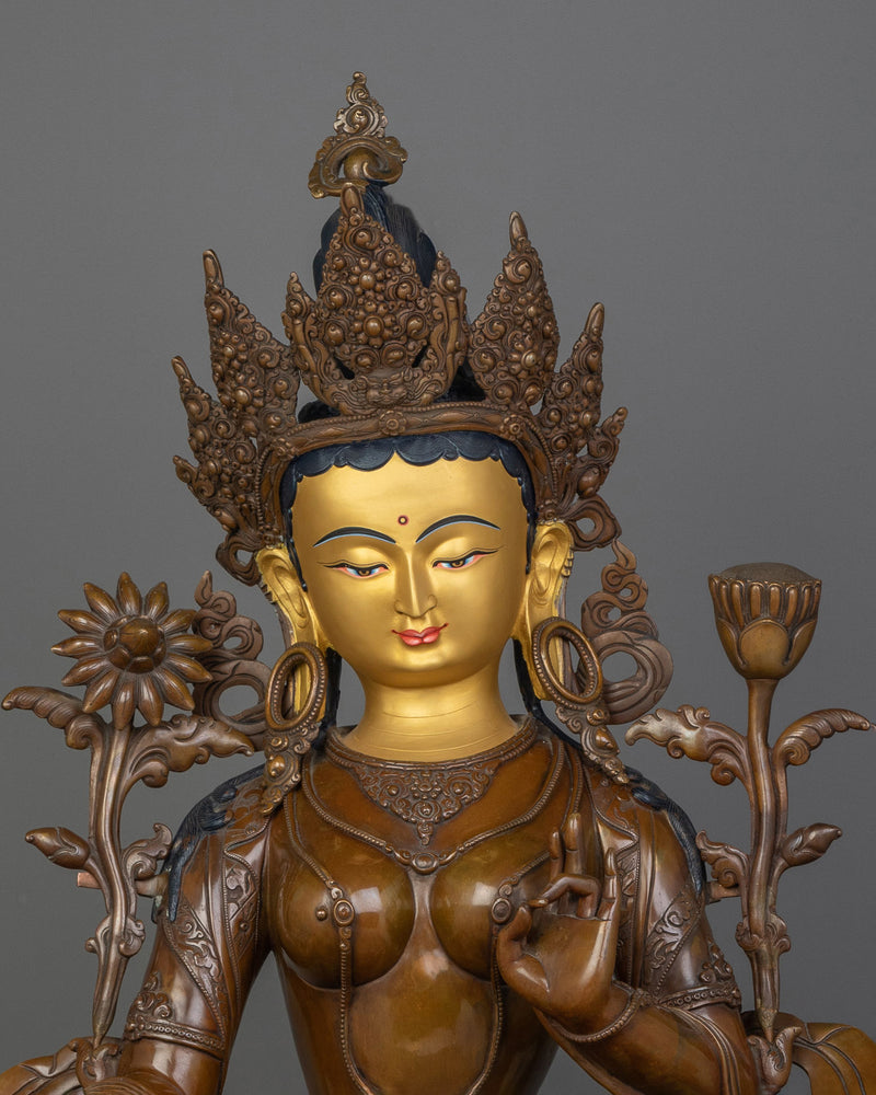 Oxidized Green Tara Sculpture | Goddess Shyamatara Statue