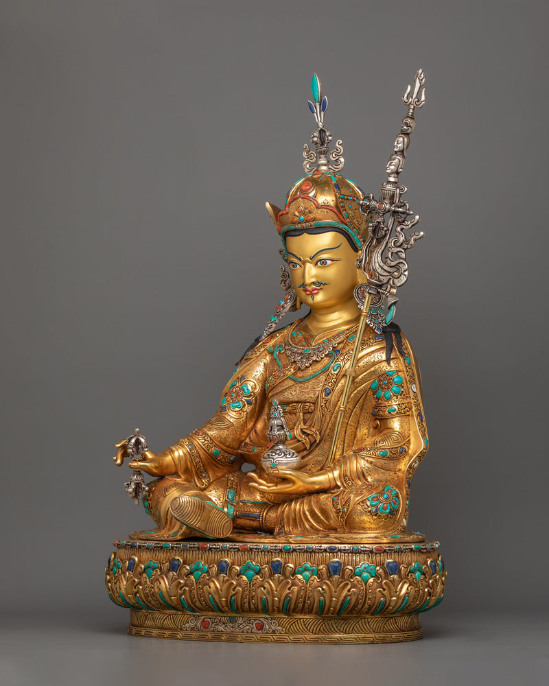 Tibetan Guru Padmasambhava Figurine | The Lotus-Born Master Handcrafted Statue