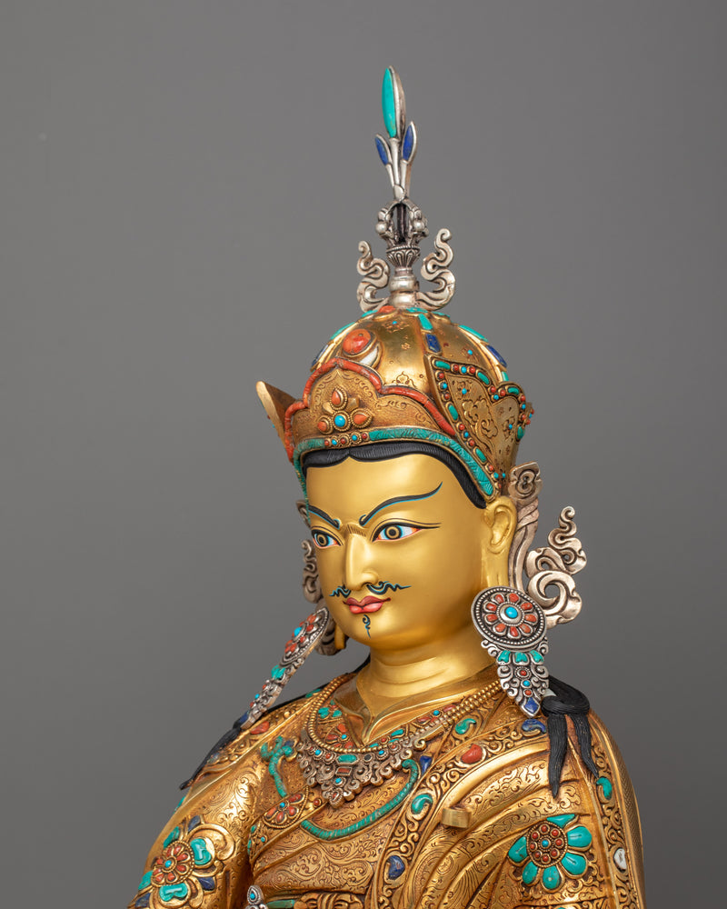 Tibetan Guru Padmasambhava Figurine | The Lotus-Born Master Handcrafted Statue